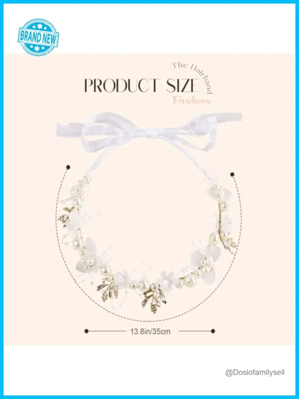 Pearl Headband Bridal Hair Accessories First Communion with Ribbon Ties